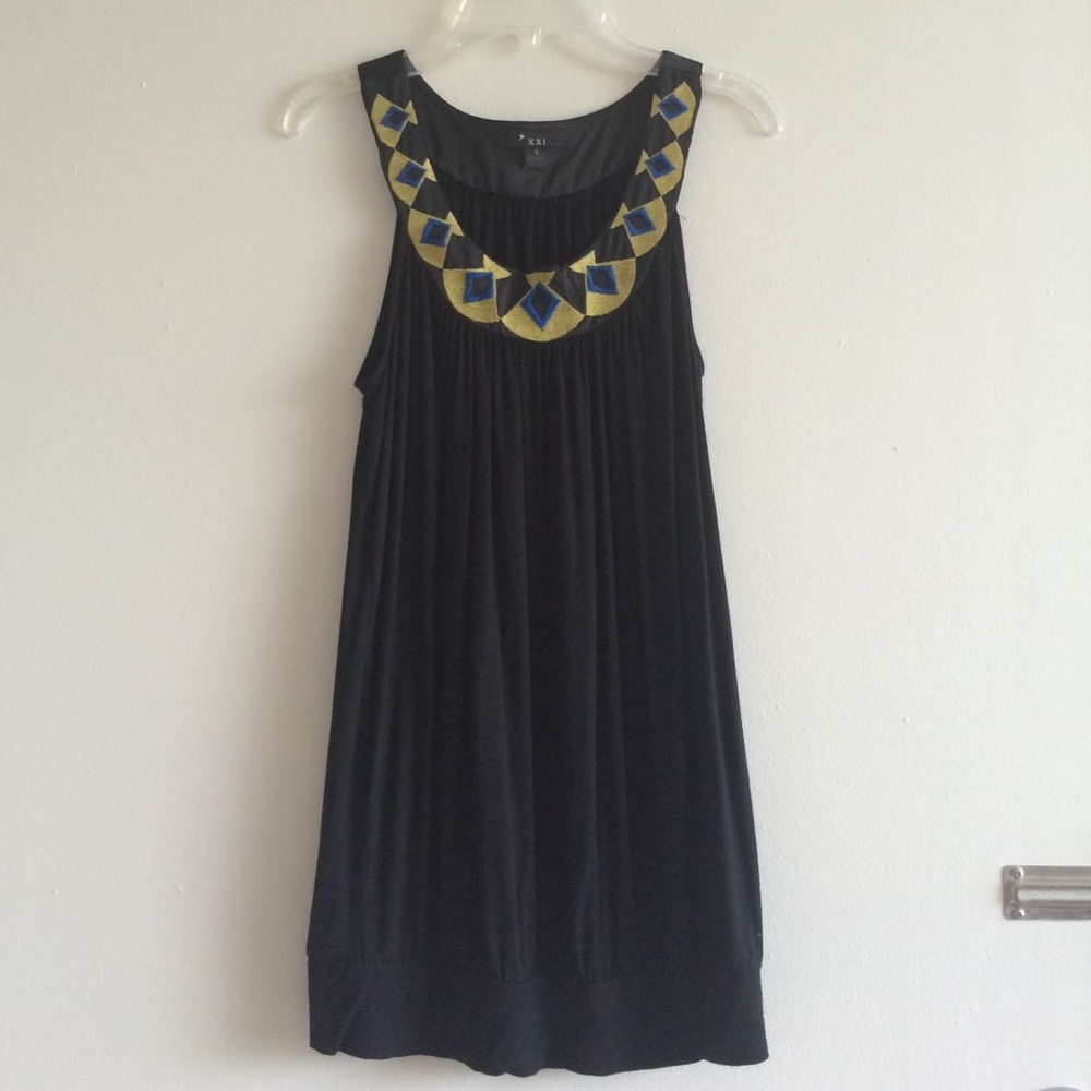 Forever 21 embroidered yoke mini knit dress